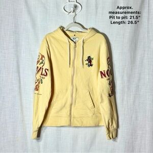 Evolution AKOO Yellow Full Zip Hoodie Embroidered Graphic Streetwear L Urbanwear